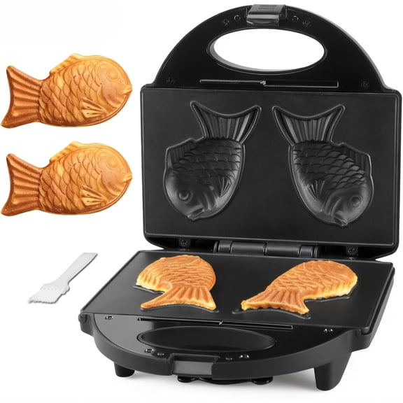 Pizzelle Maker with Non-Stick Coating, Electric Pizzelle Cookie Baker Press with Snowflake Pattern, Make Two 4 Inch Traditional Italian Waffle Cookies at Once, Recipe Included