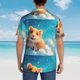 thumbnail image 4 of Fotbe Cloud Cute Hamster Camisa Hawaiana para Hombre Unisex – Camisa Casual de Verano con Botones de Manga Corta de Algodón y Lino,Medium, 4 of 7