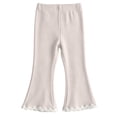 thumbnail image 2 of fnnxnal Girls Ribbed Knit Flare Pants Kids Stretchy High Waist Bell Bottom Lace Trim,Size 10 T, 2 of 7