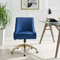 thumbnail image 3 of Modway Discern Modern Performance Velvet Swivel Office Chair in Navy/Gold, 3 of 8