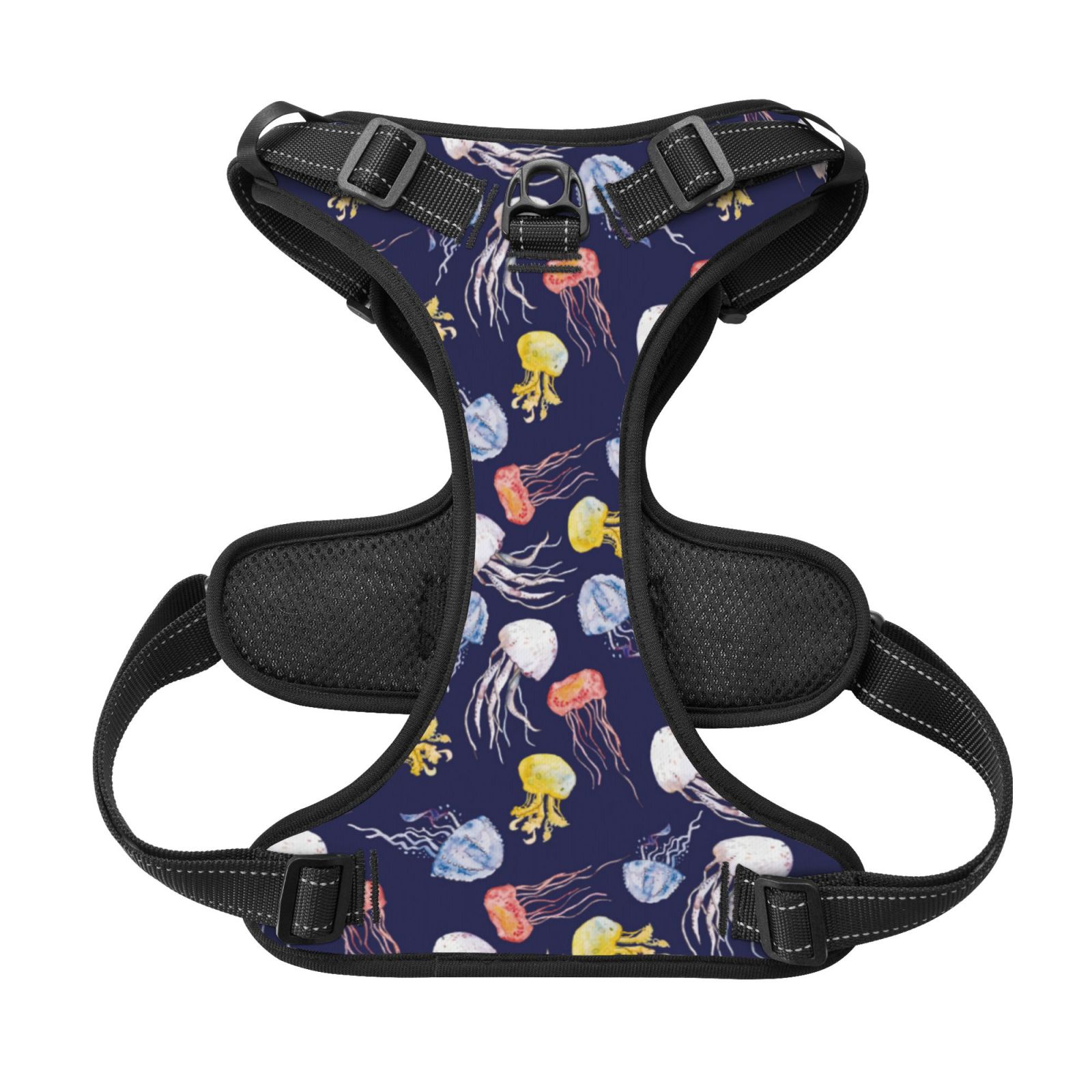 Kdxio Colorful Jellyfish Print No Pull Dog Harness Adjustable Reflective Oxford Easy Control Medium Large Dog Harness for Training and Everyday-Small