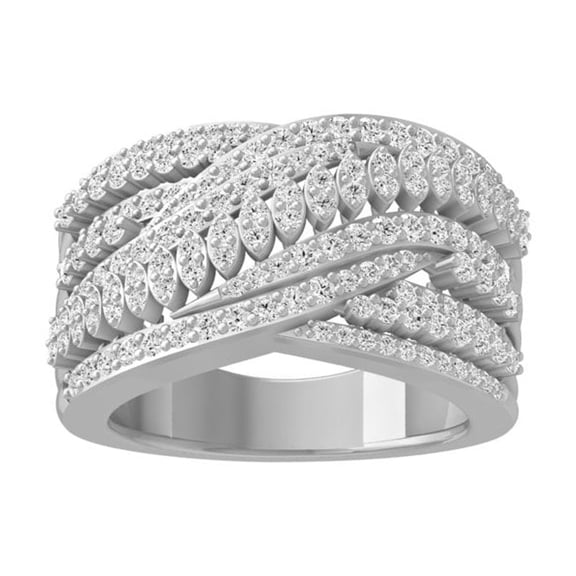 Araiya Fine Jewelry 10K White Gold Round-shape Lab Grown Diamond Fashion Band Ring ( 1 1/6 cttw, D-F Color, VS Clarity) Size 5