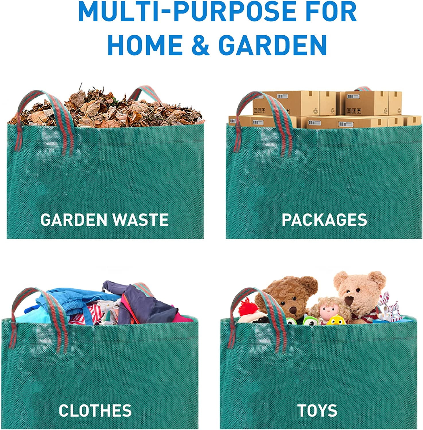 MEKKAPRO Big Gulp Lawn Bags, 3-Pack 72 gallons Leaf Bags with Reinforced  Handles, Reusable Yard Waste Bags, Garden Waste Bag, Garden Bags for  Debris