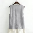 thumbnail image 6 of Qwertyu Cotton Linen Tank Tops for Women V Neck Button Down Shirts Lightweight Breathable Summer Casual Sleeveless Blouses 2026 Light Gray S, 6 of 7