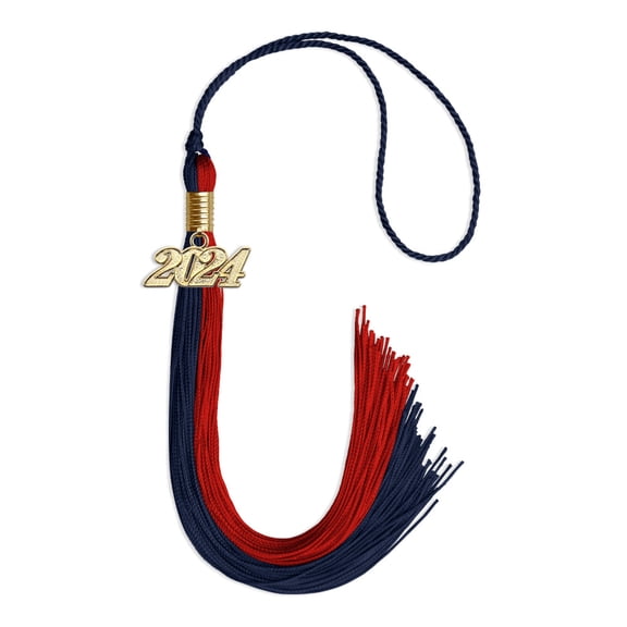 Endea Graduation Dark Navy Blue/Red Graduation Tassel with Gold Date Drop