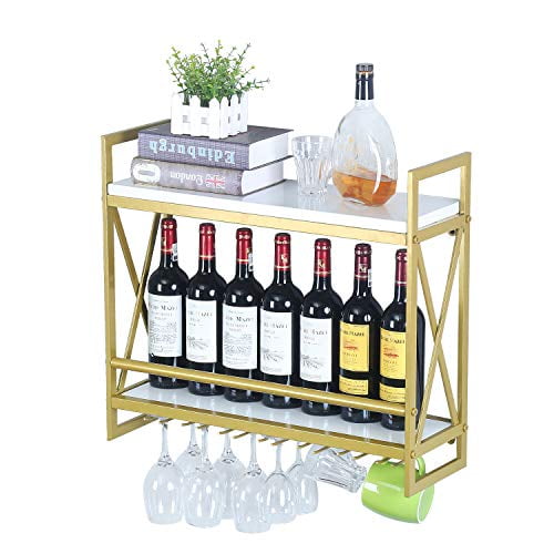 Mbqq Modern Wall Mounted Wine Racks With 6 Stem Glass Holder 23 6in Industrial Metal Hanging Rack 2 Tiers Wood Shelf Floating Shelves Home Room Living Kitchen Decor Display Go Com - Wine Rack Floating Wall Shelf With Glass Holder Mbqq Modern Wall Mounted Wine Racks With 6 Stem Glass Holder 23 6in Industrial Metal Hanging Rack 2 Tiers Wood Shelf Floating Shelves Home Room Living Kitchen Decor Display Go Com - Wine Rack Floating Wall Shelf With Glass Holder