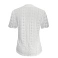 thumbnail image 4 of Pincandy Women's V-neck Twisted Button Solid Color Casual Loose Button Short Sleeved Top Summer Short Sleeve T Shirt Notched V Neck Eyelet Embroidery Tee Tops,White,2XL, 4 of 5