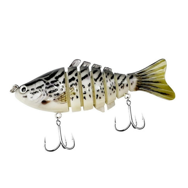 Señuelos de pesca con anzuelo Swimbait de 7 segmentos, equipo de pesca, señuelos duros de hundimiento , cebos para crappie, salmón, En y negro