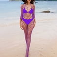 thumbnail image 2 of Sexy Fishnet Bodysuits Lingerie for Women 3/4 Sleeve Naughty Hollow See Through Stockings Mesh Erotic Nightwear, 2 of 4