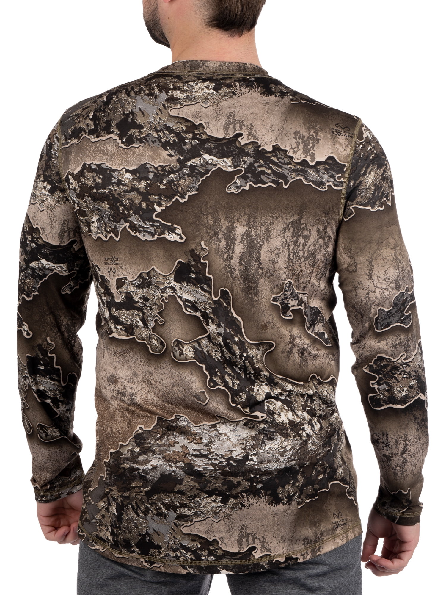Men's Long Sleeve Camo Tee Scent Control Cotton Shirt by Realtree, Sizes S-3XL