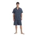 thumbnail image 3 of Men Cotton Pajama Shorts For Men Lightweight Plaid Soft Nightwear Short Sleeves PJS With Pockets, 3 of 5