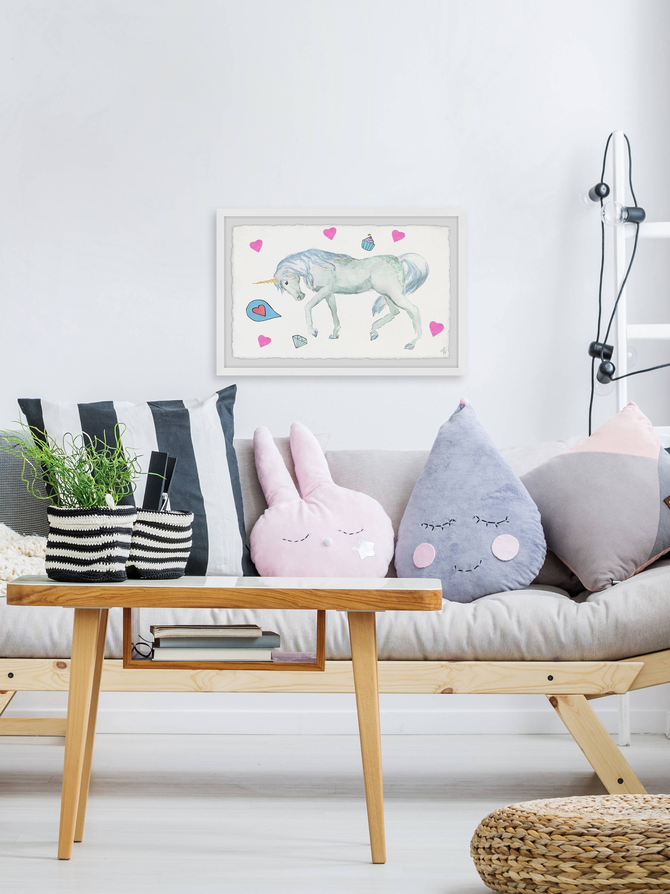 Marmont Hill Unicorn's Cupcake Framed Wall Art, 36.00" x 1.50"