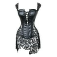 thumbnail image 2 of LELINTA Women's Sexy Faux Leather Shoulder Strap Corset Dress Bustier Lace Skirt, 2 of 6