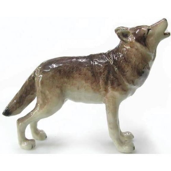 Northern Rose Gray Wolf Howling Hand-painted - Home Decor Animal Decorative Figurine Birthday Gift - Miniature Porcelain Figurine