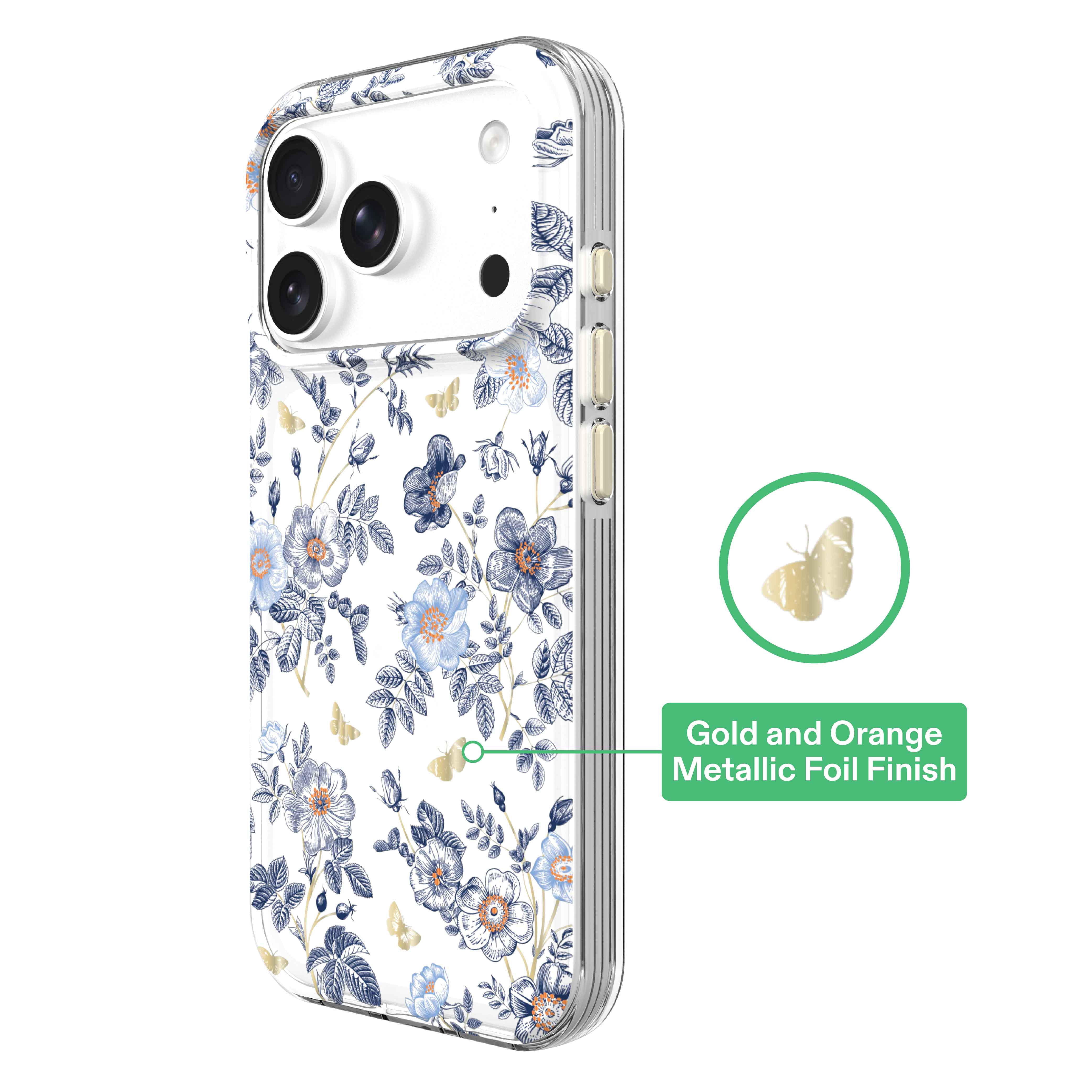 onn Blue Toile Phone Case for iPhone 17 Pro