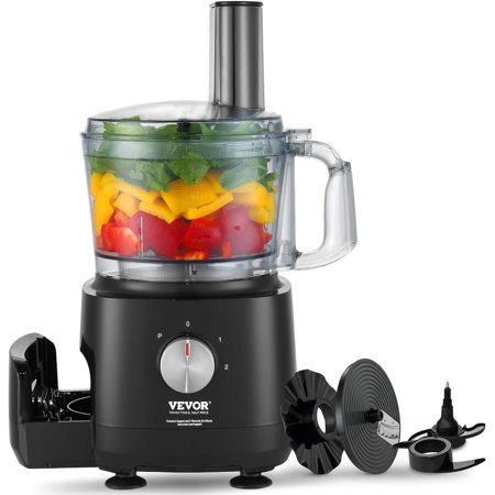 Food Processor, 16 Cup Large Vegetable Chopper 600 Watts 2 Speed & Pulse Electric Meat Chopper, 2 In 1 Big Feed Chute & Pusher 5Pcs Blade & Dics for Mixing, Slicing, and Kneading Dough