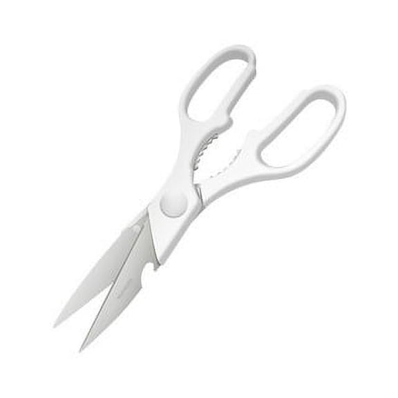 ToolSwiss Heavy Duty Multi-Purpose Kitchen Scissors | 3 Inch Stainless Steel Blades, Sharp Cooking Shears for Meat, Chicken, Herbs, Etc., Ambidextrous Design, Dishwasher Safe, White