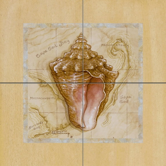 Tile Mural Bathroom Backsplash - Sea Treasures III-JK - by Janet Kruskamp