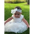 thumbnail image 2 of Baby Girls Sleeveless Baptism Dress Christening Gown with Bonnet and Bow Headband 18M Complete Set, 2 of 2