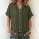 thumbnail image 2 of Tops de Manga Larga de Encaje para las Mujeres Más Tamaño Botón Cuello en V Color Sólido Suave Y Transpirable Blusa para Uso Diario Informal, 2 of 8
