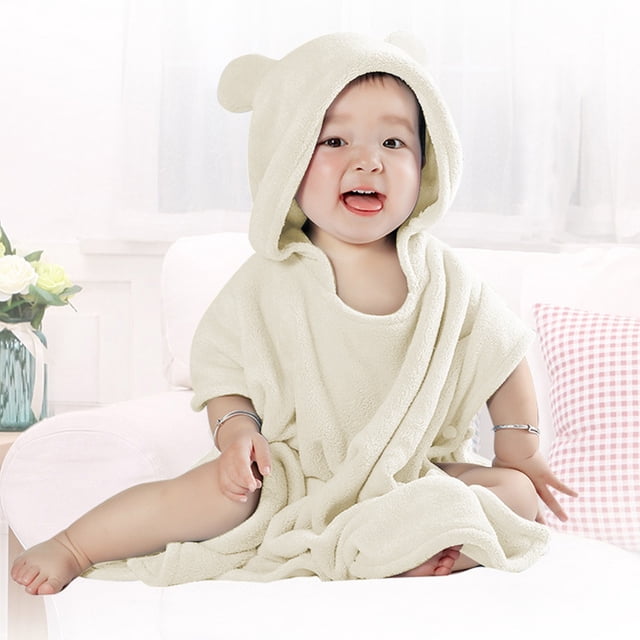 Toalla de baño con capucha para niños | Toalla de microfibra absorbente con capucha y adorables orejas para bebés y niños pequeños | Toalla de baño suave y de secado rápido, bata de baño, toa