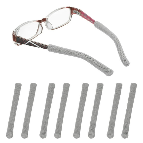 Uxcell Glasses Ear Cushion 2.95 In, 4 Pairs Soft Ear Grippers Knitting Cotton Glasses Non-Slip Comfortable Elastic Eyeglasses Arm Cushions Temple Tips, Gray