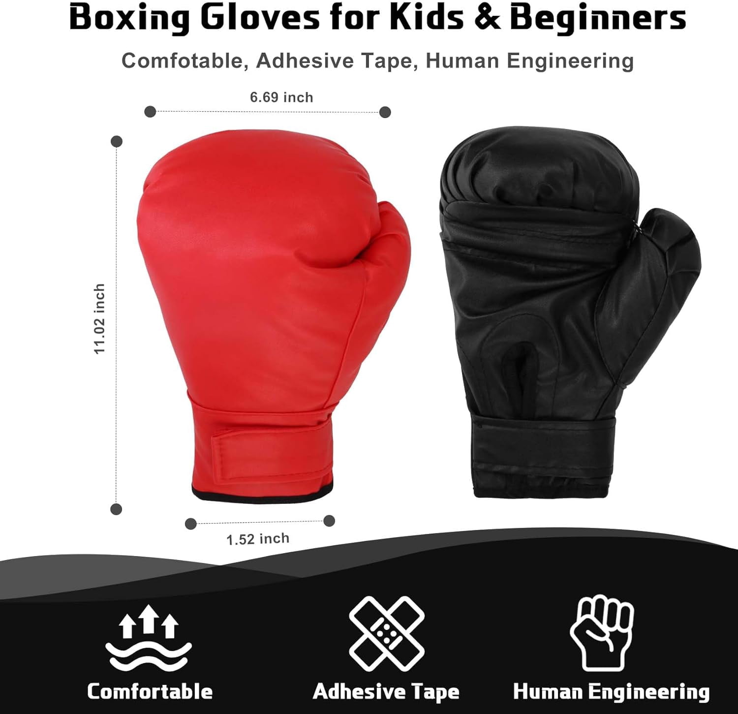 2-Pair Boxing Gloves for Men and Women, Suitable for Beginners and Children, Professional Shockproof Leather Sparring and Training Glove Set