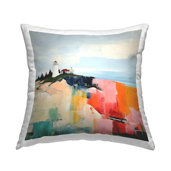 Stupell Industries Abstract Lighthouse Scenery Decorative Printed Throw Pillow, 18 x 18