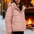 thumbnail image 4 of Women's Puffer Jacket, 2025 New Style Lightweight Quilted Down Coat with Zip Front, Warm Winter Outerwear for Women, Packable Travel Puffer Coat with Hood, Casual Cropped Insulated Jacket Pink L, 4 of 6