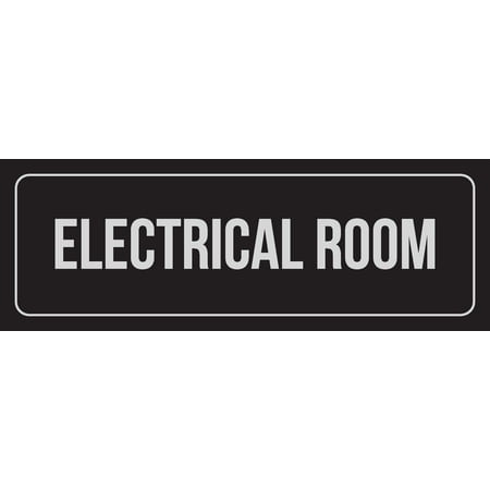 Black Background With Silver Font Electrical Room Office Business Retail Outdoor & Indoor Metal Door Sign, 3x9