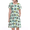 thumbnail image 1 of Bixox Robe d'Été à Manches Courtes pour Femmes Robe Ample Longueur Genou avec Poches-Lighthouse, 1 of 7