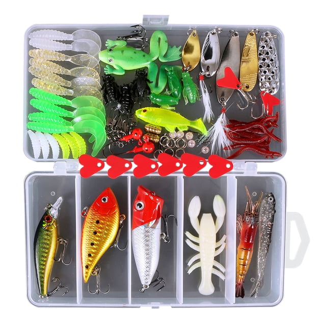 Graflsoa 78-Piece Fishing Lure and Hook Accessory Kit T0535 – Complete Angler's Gear Set with Assorted Lures, Hooks, and Tackle Box