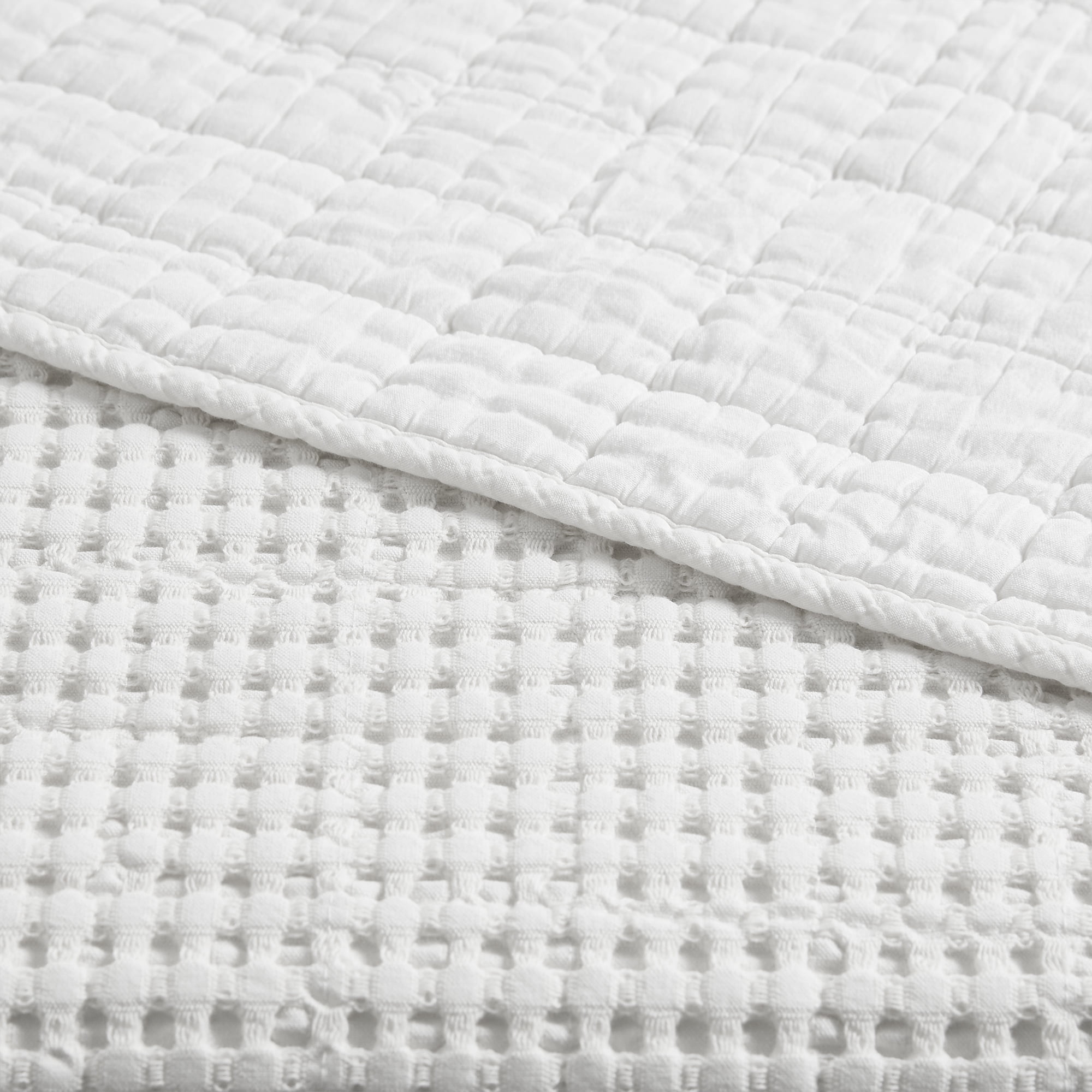 Levtex Home - Mills Waffle - Twin/Twin XL Quilt Set - Bright White Cotton Waffle - Quilt Size (68 x 86in.), Sham Size (26 x 20in.)