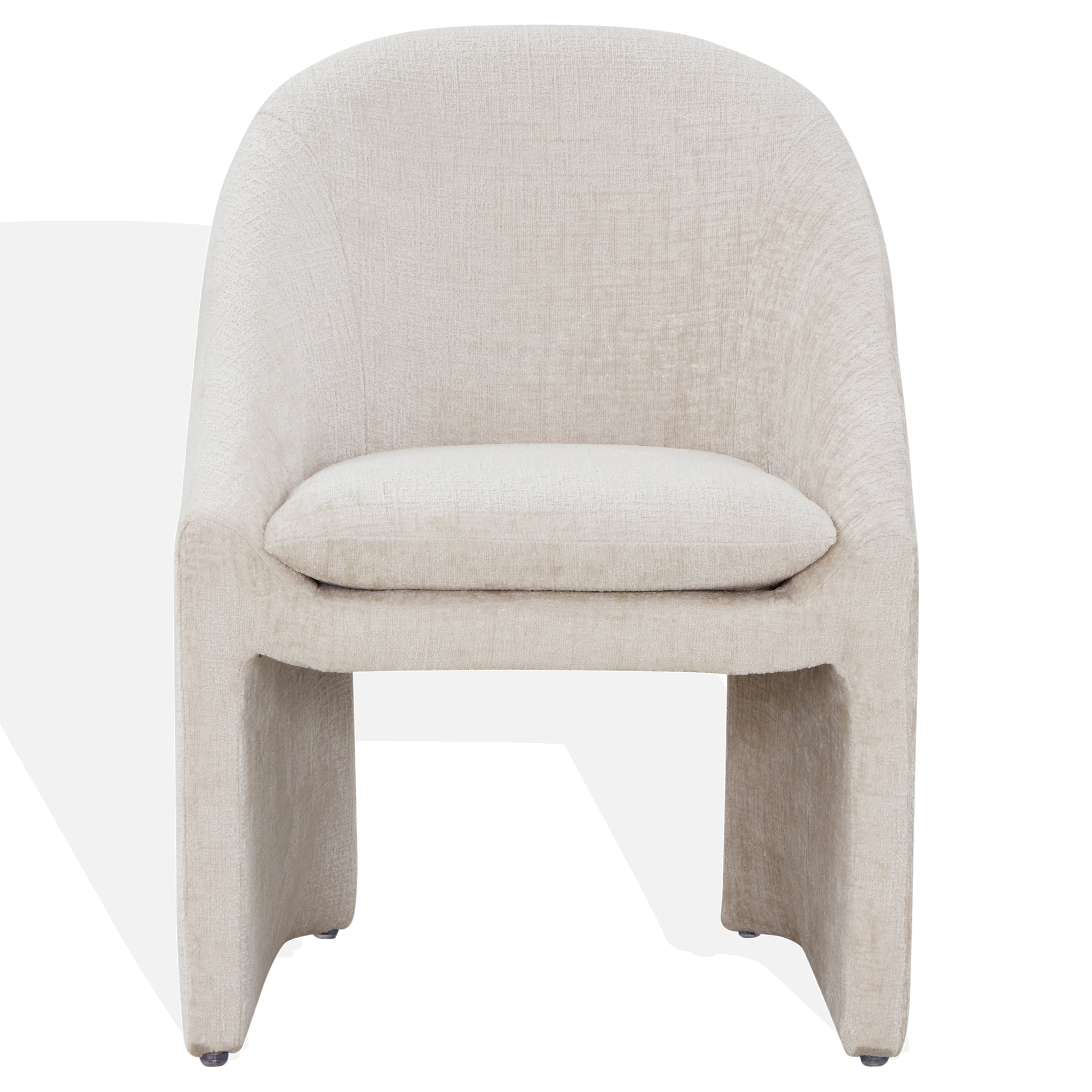 Safavieh Couture Kagan Chenille Modern Wood and Fabric Dining Side Chair, Creme