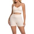 thumbnail image 2 of Women 2 Piece Workout Sets Compression Tummy Control Leggings with Pockets Halter Built in Bra Tank Tops,Compression(Beige,S), 2 of 9
