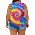 thumbnail image 4 of Women Plus Size Sleeveless V-Neck Tie Dye Tank Top, Loose Flowy Curved Hem Casual Summer Blouse, 4 of 8