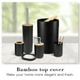 CERBIOR 9pc Bamboo Bath Set: Trash Can, Soap Dispenser, Dish, Brush ...