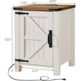 thumbnail image 4 of OKD End Table with Charging Station and Barn Door, Farmhouse Rustic Wood Sofa Side Table for Living Room, Bedroom, Antique White, 4 of 7