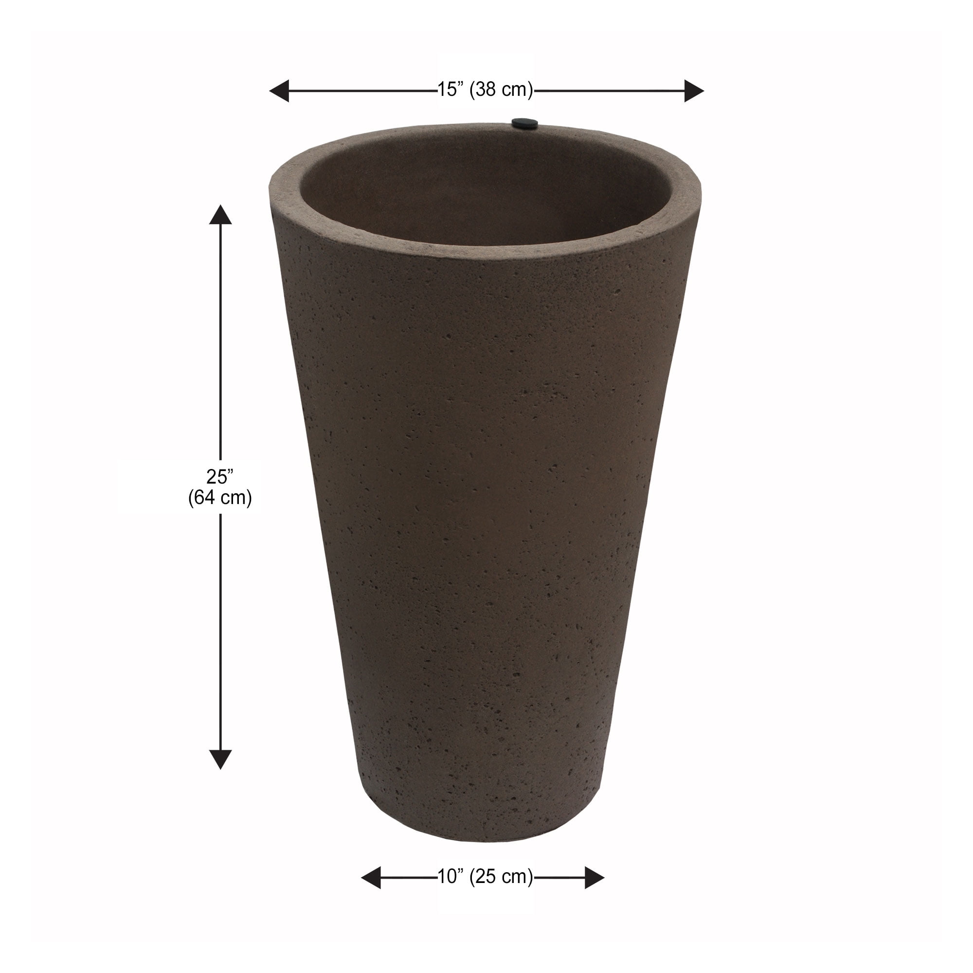 Algreen Crete 25" Self-Watering Planter, Tall, Brownstone Resin