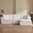 thumbnail image 4 of 110" Cloud Sectional Couches for Living Room, Convertible L-Shape Couch with Ottoman, 3 Seater Modular Sectional Sofa, Warm White, 4 of 10