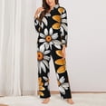 thumbnail image 2 of Picia Yellow White Daisy Pattern Pattern Women’s Long-Sleeve Sleepwear Set - Soft 2-Piece Loungewear with Pockets, Comfy PJs for Relaxing Nights-Medium, 2 of 7