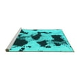thumbnail image 2 of Ahgly Company Machine Washable Indoor Square Abstract Turquoise Blue Modern Area Rugs, 8' Square, 2 of 4