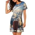 thumbnail image 2 of Easygdp Sunset Airplane Travel View Camisón de manga corta para mujer, informal, estampado, 2 of 6