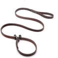 thumbnail image 1 of Real Leather Slip Lead Dog Leash, Adjustable Stitched Pet Slip Leads With Slider, Heavy Duty Flat Do, 1 of 3