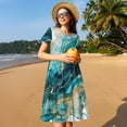 thumbnail image 4 of Naloa Abstract Ocean Currents Print Womens Summer A-Line Dress with Pockets,Short Sleeve Dresses,Flowy Beach Swing Dress for Vacation Travel, 4 of 6