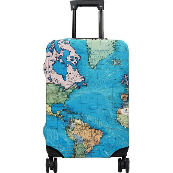 Luggage Cover Approved Travel Suitcase Protector World Map Elastic Washable Baggage Covers for 29-32 inch Luggage (XL)