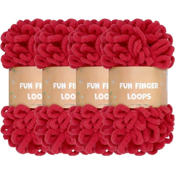 4 Pack (7.6 yds,3.5 oz Each Skein) Bulky Loop Yarn for Finger Knitting Soft,Off The Hook Loop Yarn,No-Needle Craft Chenille Yarn for Crocheting,Grey Tie Dye Hand-Knitting Yarn,