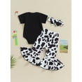thumbnail image 3 of Bagilaanoe 3pcs Newborn Baby Outfits Girl Pants Set Short Sleeve Romper Tops + Flared Trousers + Headband 6M 12M 18M Infant Casual Clothes, 3 of 7