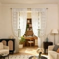 thumbnail image 6 of Double Layer Floral Lace Tie Top Curtain, Rod Pocket Sheer Window Panel, Light Filtering Curtain for Bedroom Living Room and Kitchen Decor Gift, 6 of 6