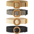thumbnail image 1 of Women's Straw Woven Elastic Belts 4 Pack, 1 of 5